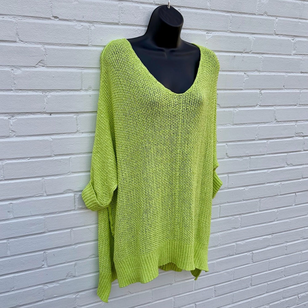 Shop the Mint Don't Waste A Moment Neon Lime Oversized Sweater, OS LIKE NEW! - Picture 3 of 9